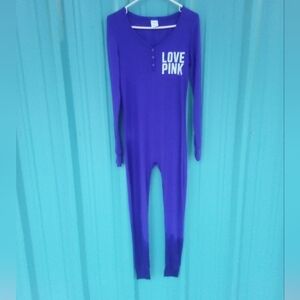 Victoria Secret Pink Thermal Long Jane Purple Pajamas Size Small